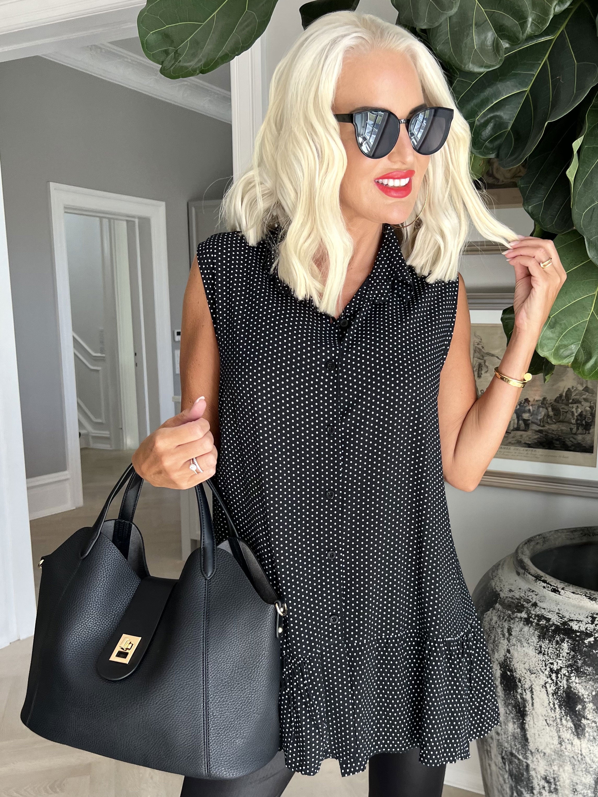 Madina - Söt topp med prickar - White